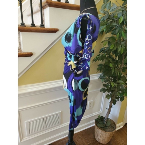 Sangria Size 4 Faux Wrap Dress Flair Sleeves - Picture 6 of 12